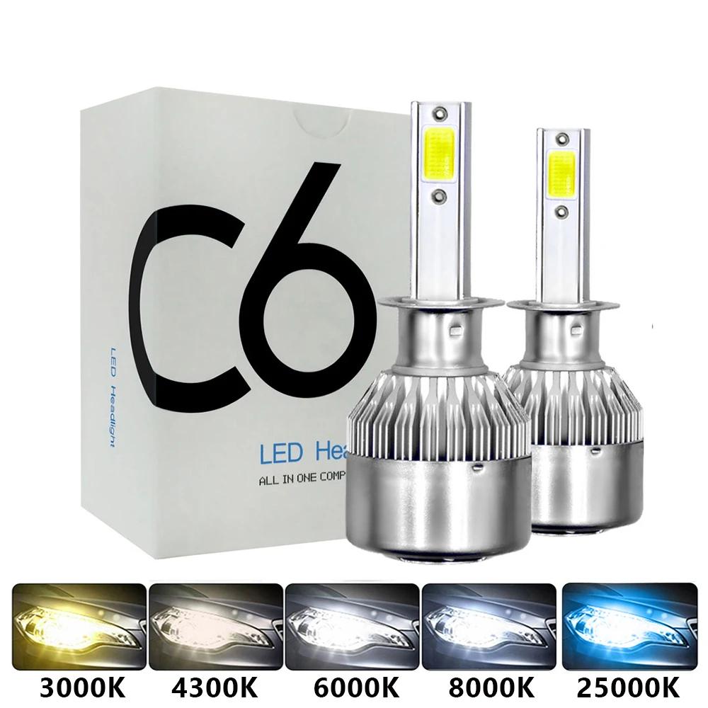 C6 LED , ڵ , H7, LED H1, H3, H4, 880, H11, HB3, 9005, 9006, H13, 3000k, 6000K, 72W, 12V, 8000LM